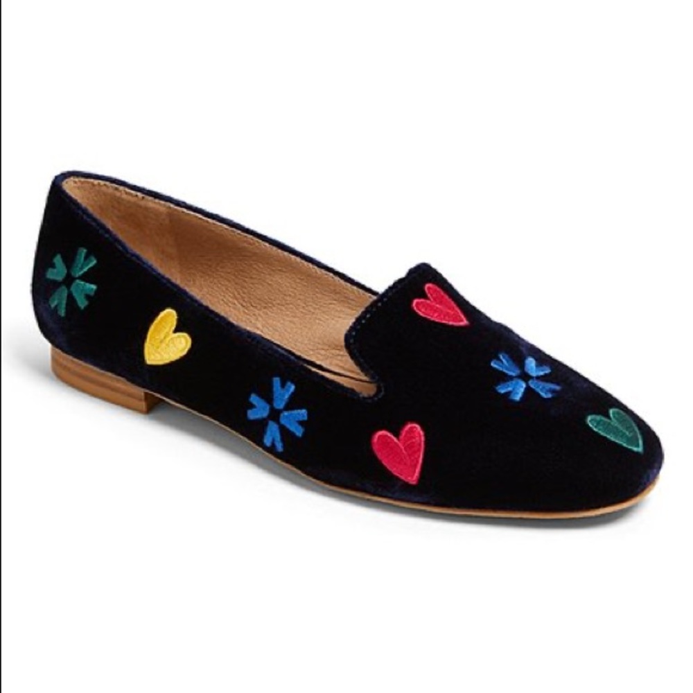 Jack Rogers Midnight Multicolor Embroidered Kennedy Velvet Loafers Size 11